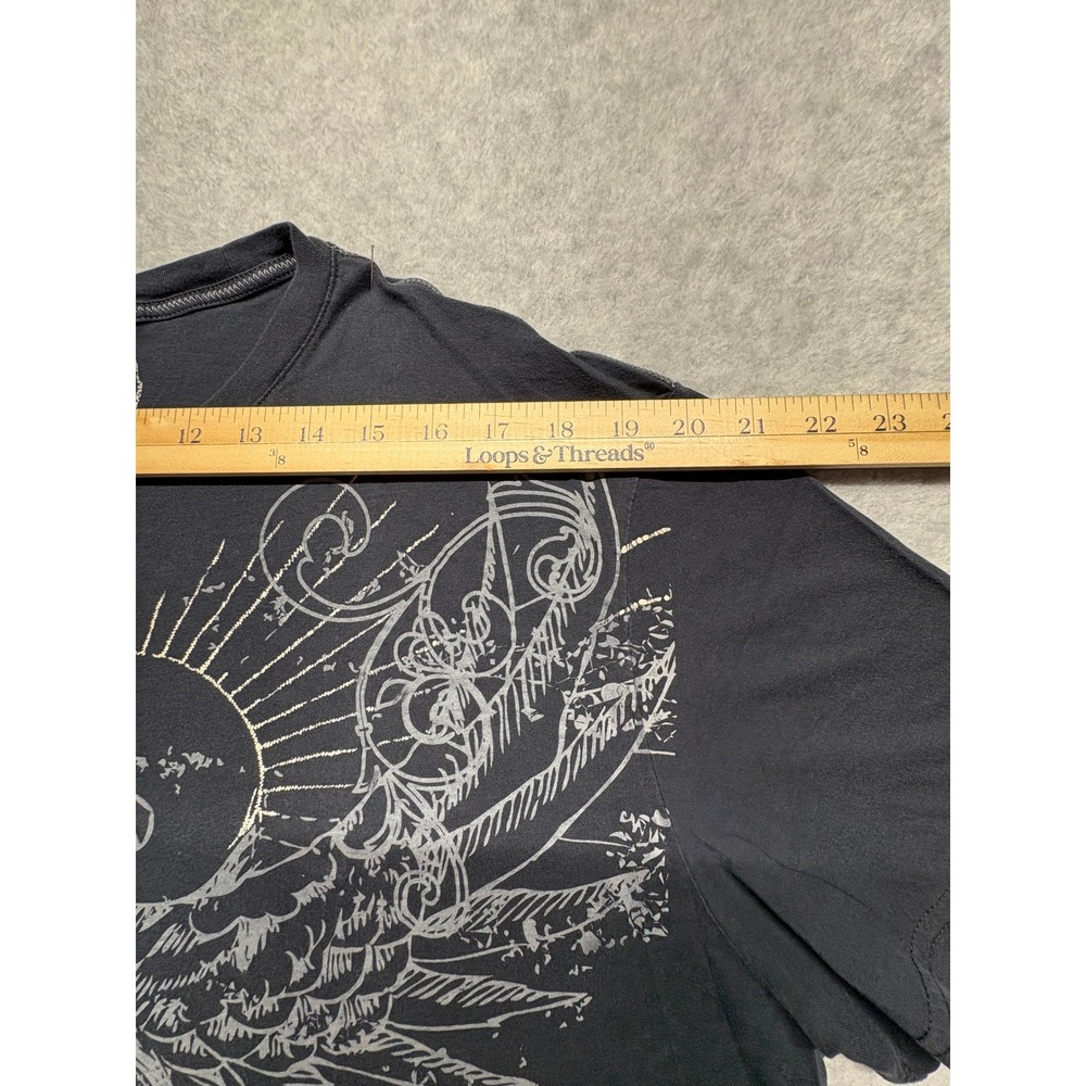 Calvin Klein Mens XL Eagle Graphic T Black Silver Sun Print Crewneck Cotton - Picture 3 of 8